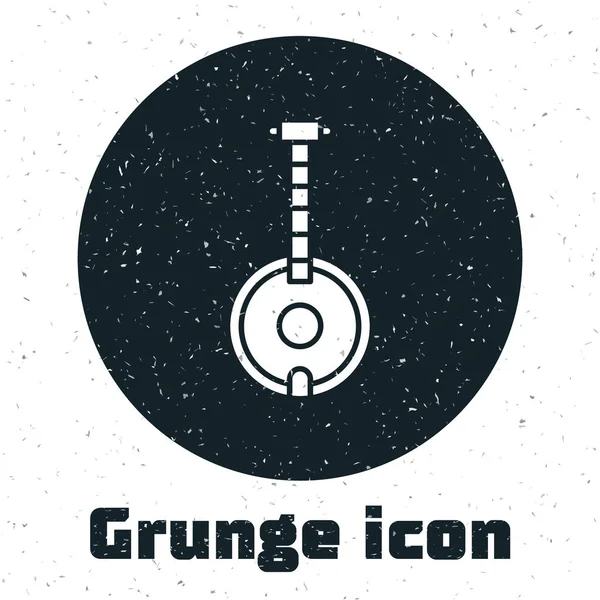 Ícone Grunge Banjo isolado no fundo branco. Instrumento musical. Ilustração vetorial — Vetor de Stock