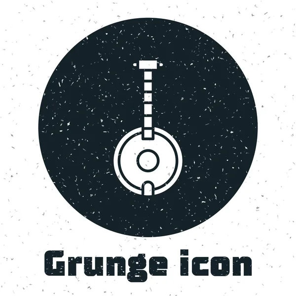 Grunge Banjo Ikone isoliert auf weißem Hintergrund. Musikinstrument. Vektorillustration — Stockvektor