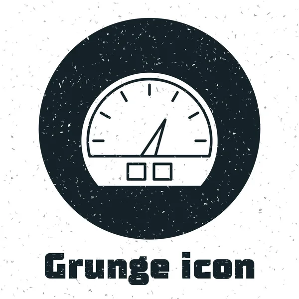 Ícone do velocímetro Grunge isolado no fundo branco. Ilustração vetorial — Vetor de Stock