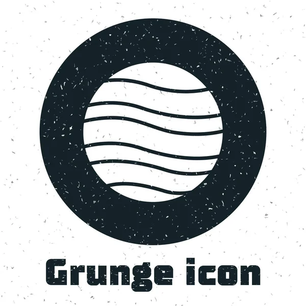 Ícone Grunge Planet Júpiter isolado no fundo branco. Ilustração vetorial — Vetor de Stock