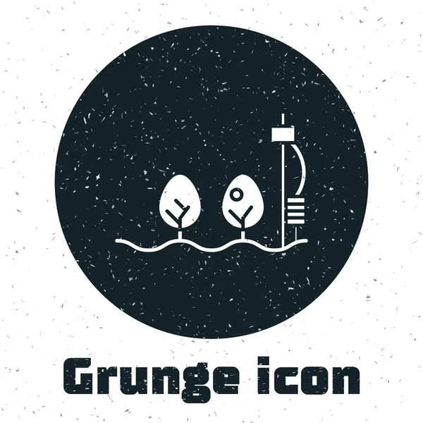 Grunge-Sensor und Pflanzensymbol isoliert auf weißem Hintergrund. Vektorillustration — Stockvektor