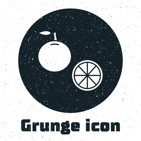 Grunge Ícone de frutas laranja isolado no fundo branco. Ilustração vetorial — Vetor de Stock