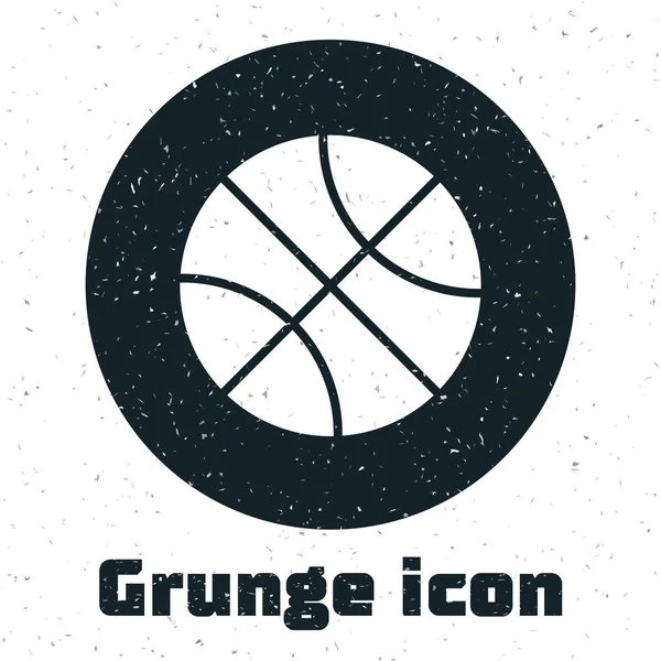 Grunge icono de la pelota de baloncesto aislado sobre fondo blanco. Símbolo deportivo. Ilustración vectorial — Vector de stock