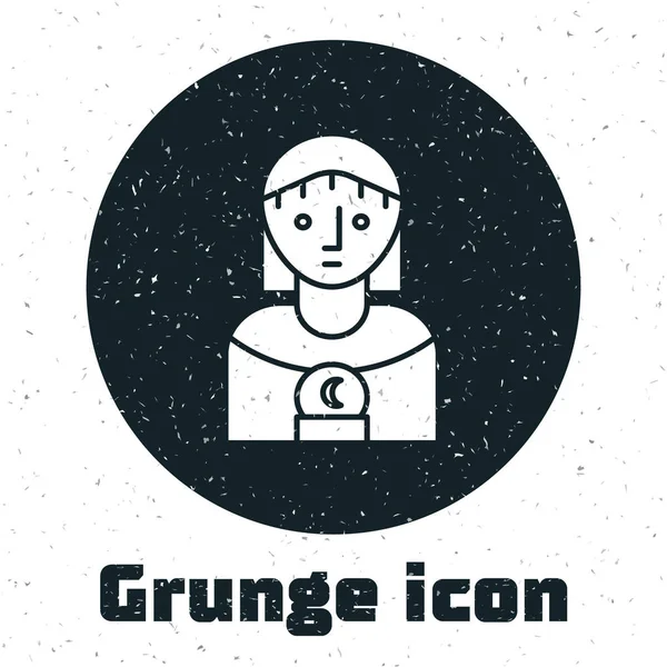 Grunge Astrología mujer icono aislado sobre fondo blanco. Ilustración vectorial — Archivo Imágenes Vectoriales