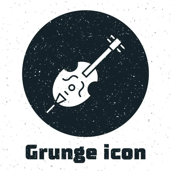 Grunge Keman simgesi beyaz arkaplanda izole edildi. Müzik aleti. Vektör İllüstrasyonu — Stok Vektör