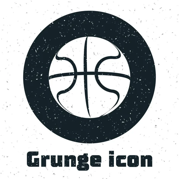 Grunge icono de la pelota de baloncesto aislado sobre fondo blanco. Símbolo deportivo. Ilustración vectorial — Vector de stock