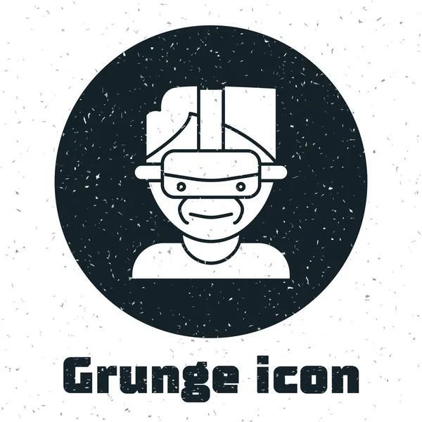 Grunge Icono de gafas de realidad virtual aislado sobre fondo blanco. Máscara estereoscópica 3d vr. Ilustración vectorial — Archivo Imágenes Vectoriales