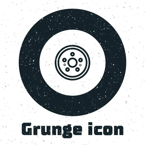 Grunge Car brake disk icon isolated on white background. Vector Illustration — Stock Vector