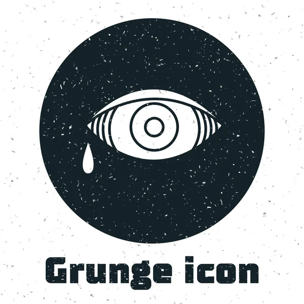 Ojo rojizo grunge debido a la conjuntivitis viral, bacteriana o alérgica icono aislado sobre fondo blanco. Ilustración vectorial — Archivo Imágenes Vectoriales