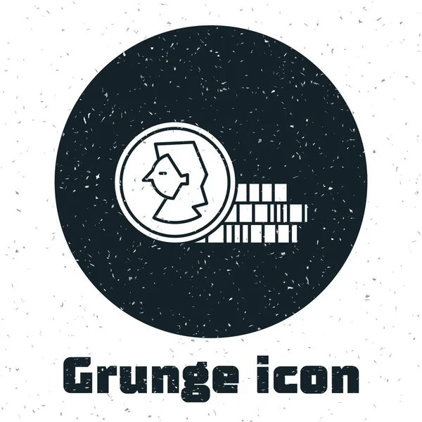 Moneda Grunge para el icono del juego aislado sobre fondo blanco. Ilustración vectorial — Vector de stock