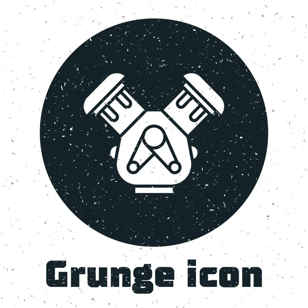 Grunge Auto Motor Ikone isoliert auf weißem Hintergrund. Vektorillustration — Stockvektor