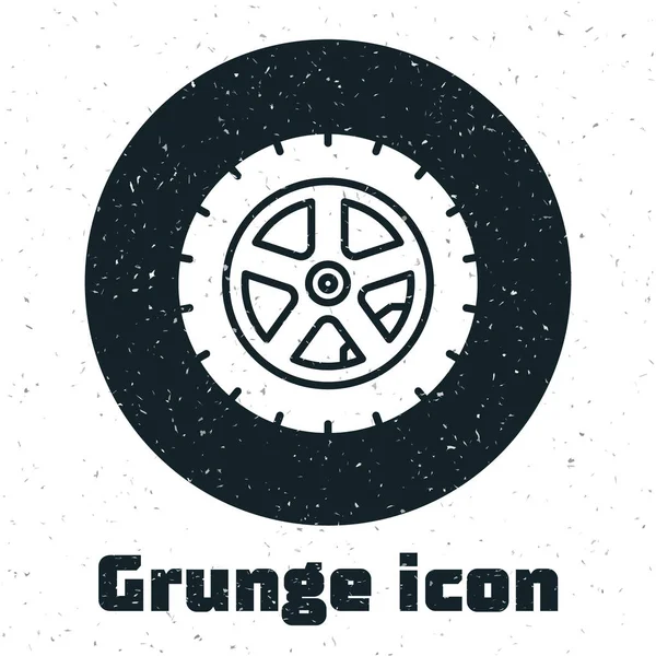 Grunge-Autofelge auf weißem Hintergrund isoliert. Vektorillustration — Stockvektor