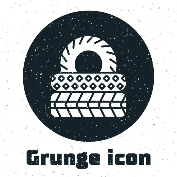Grunge Car lastik ikonu beyaz arka planda izole edildi. Vektör İllüstrasyonu — Stok Vektör