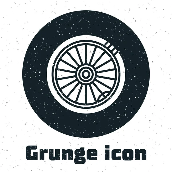 Grunge Ícone da roda do carro isolado no fundo branco. Ilustração vetorial — Vetor de Stock