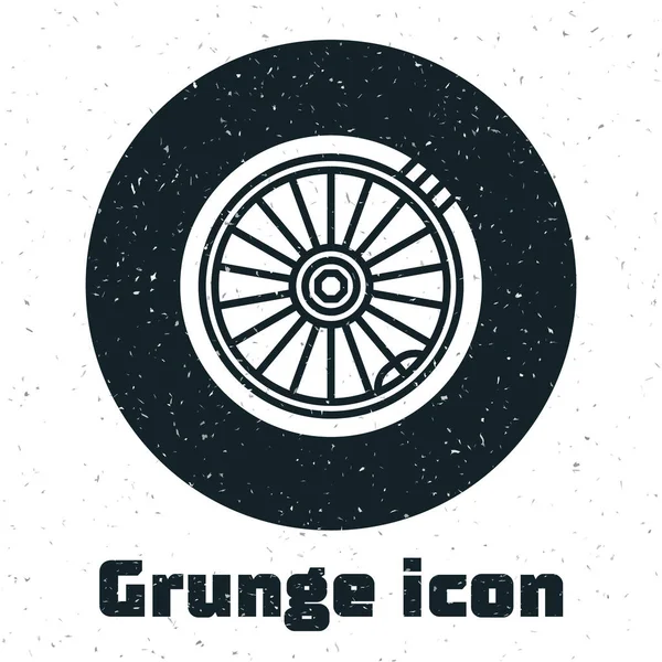 Grunge Car wheel icon isolated on white background. Vector Illustration — Stock Vector