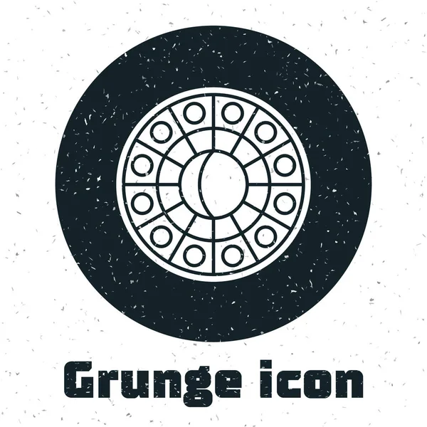 Grunge asztrológiai horoszkóp kör zodiákus ikon elszigetelt fehér alapon. Vektorillusztráció — Stock Vector
