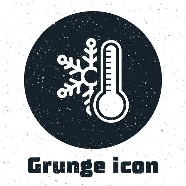 Termómetro Grunge con icono de copo de nieve aislado sobre fondo blanco. Ilustración vectorial — Vector de stock