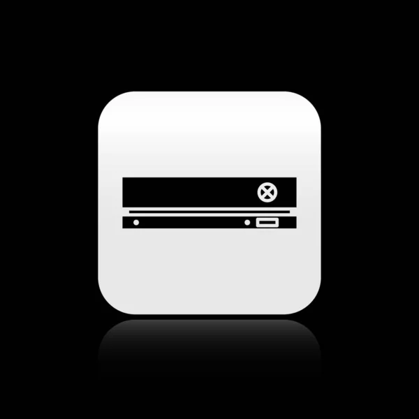 Черное видео игровой консоли значок изолирован на черном фоне. Серебряная кнопка. Векторная миграция — стоковый вектор