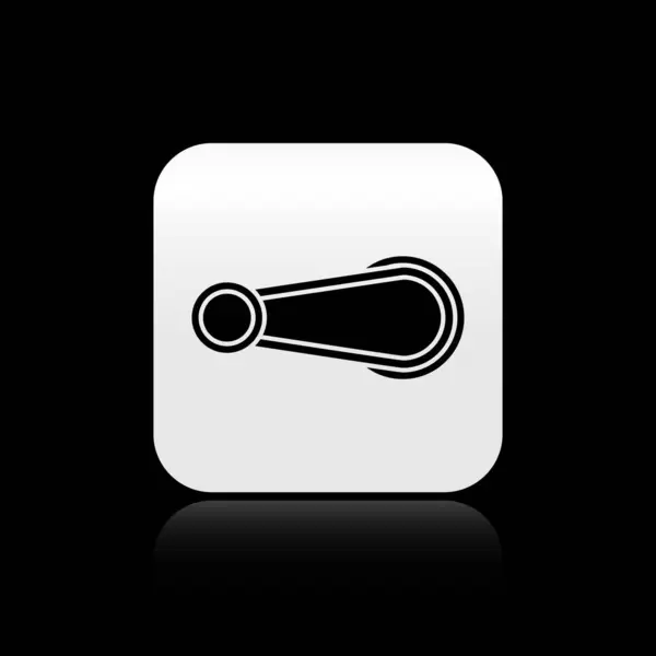 Schwarzes Türgriff-Symbol isoliert auf schwarzem Hintergrund. Silberner quadratischer Knopf. Vektorillustration — Stockvektor