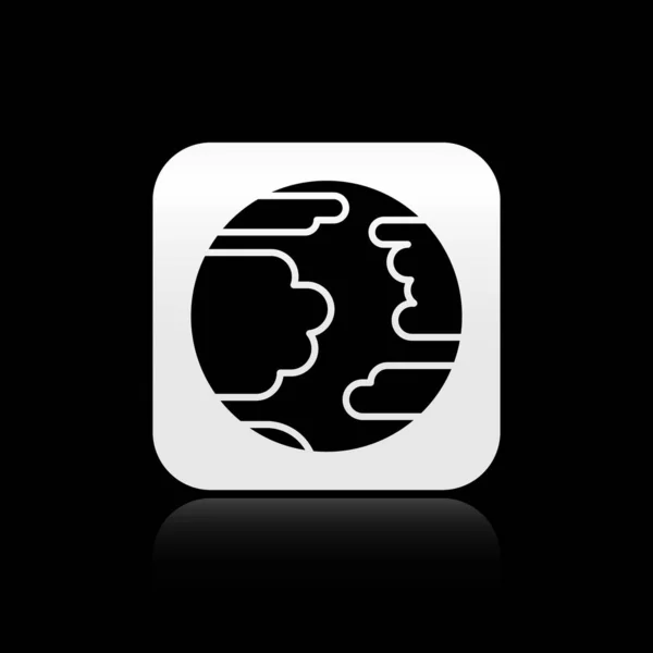 Black Planet Mercury icon isolated on black background. Silver square button. Vector Illustration — ストックベクタ