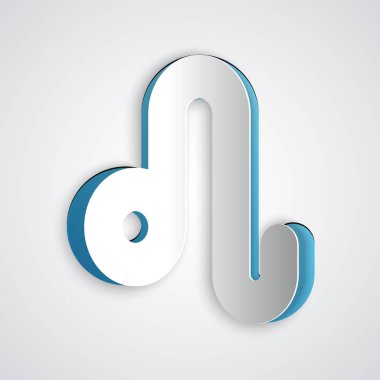 Kağıt Leo Zodiac simgesini gri arka planda izole etmiş. Astrolojik yıldız falı koleksiyonu. Kağıt sanatı tarzı. Vektör İllüstrasyonu