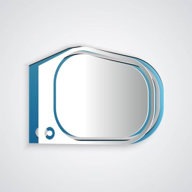 Kağıt kesiği araba aynası ikonu gri arka planda izole edilmiş. Kağıt sanatı tarzı. Vektör İllüstrasyonu