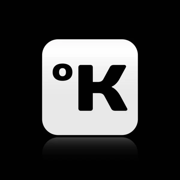 Black Kelvin icon isolated on black background. Silver square button. Vector Illustration — 스톡 벡터