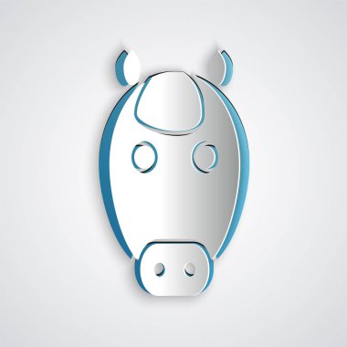 Kağıt kesiği at burcu simgesi gri arka planda izole edilmiş. Astrolojik yıldız falı koleksiyonu. Kağıt sanatı tarzı. Vektör İllüstrasyonu