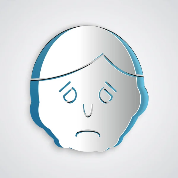 Paper cut Inflammation on face icon isolated on grey background. Paper art style. Vector Illustration — 스톡 벡터