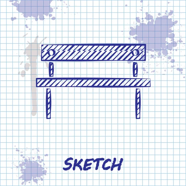 Schets lijn Bench pictogram geïsoleerd op witte achtergrond. Vector Illustratie — Stockvector