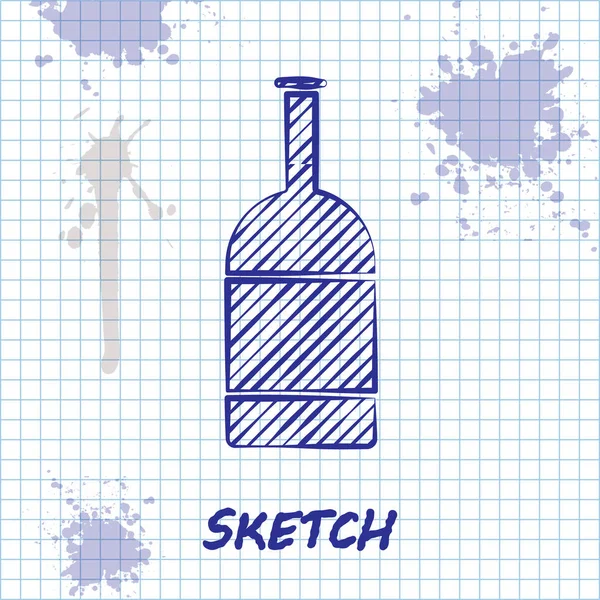 Sketch linii ikona butelki piwa izolowane na białym tle. Ilustracja wektora — Wektor stockowy