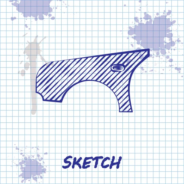 Skizze Linie Kotflügel-Symbol isoliert auf weißem Hintergrund. Vektorillustration — Stockvektor