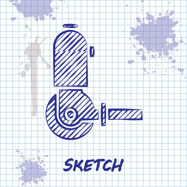 Skizze Linie Winkelschleifer Symbol isoliert auf weißem Hintergrund. Vektorillustration — Stockvektor