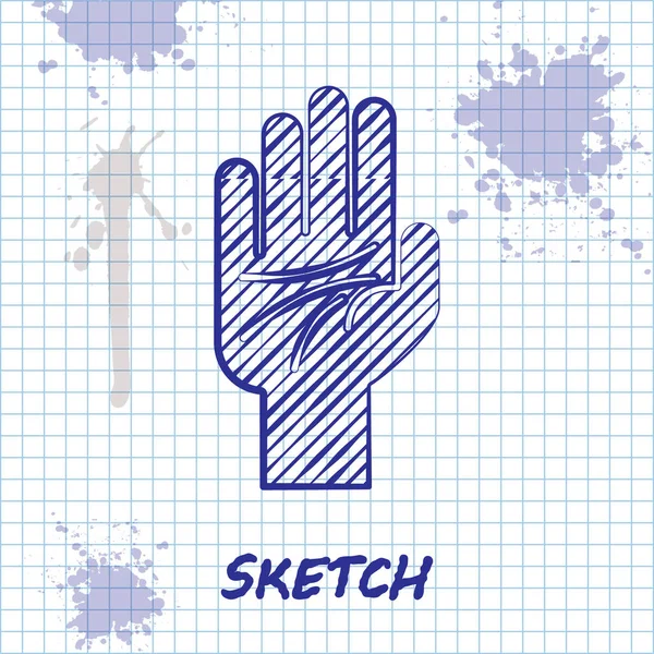 Sketch line Palmistry a kéz ikon elszigetelt fehér háttér. Vektorillusztráció — Stock Vector