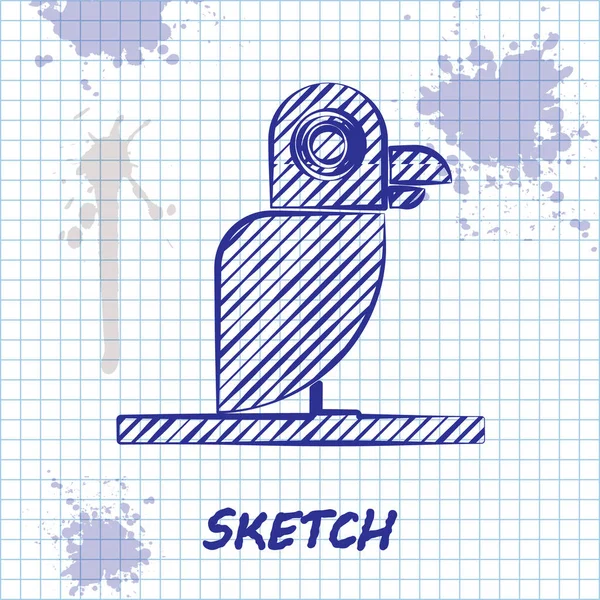 Skizze Linie Pirat Papagei Symbol isoliert auf weißem Hintergrund. Vektorillustration — Stockvektor
