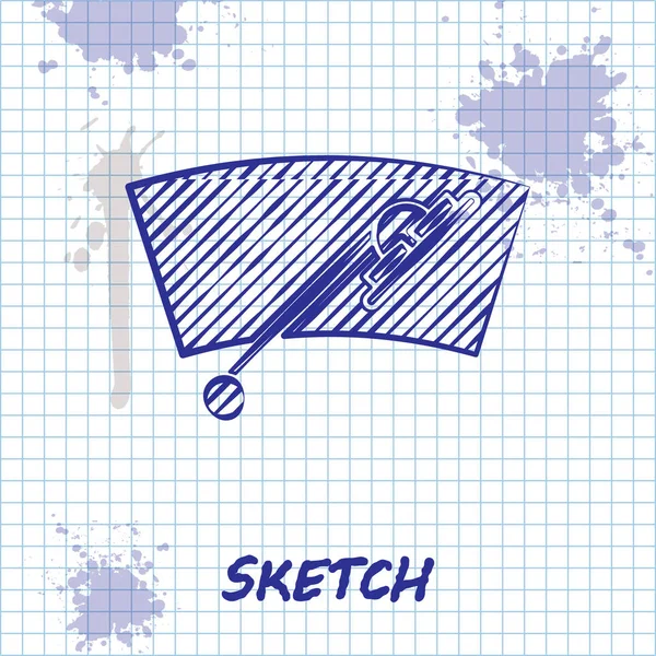 Sketch line Ícone do limpador de pára-brisas isolado no fundo branco. Ilustração vetorial — Vetor de Stock