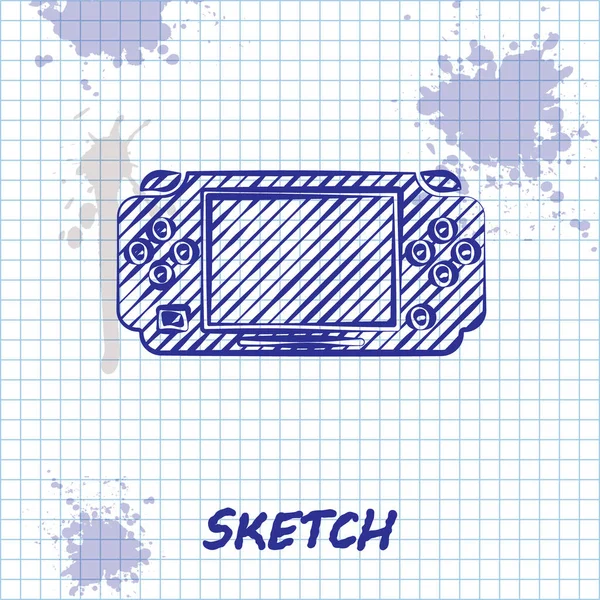 Sketch line Icône de console de jeu vidéo portable isolée sur fond blanc. Panneau de jeu. Concept de jeu. Illustration vectorielle — Image vectorielle