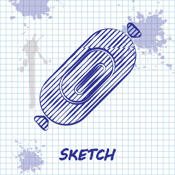 Sketch line Salami klobása ikona izolované na bílém pozadí. Masové lahůdky. Vektorová ilustrace — Stockový vektor