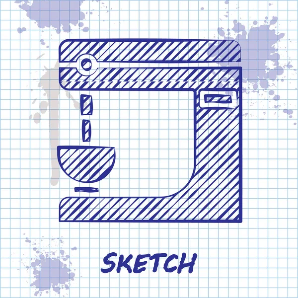 Schets lijn Elektrische mixer pictogram geïsoleerd op witte achtergrond. Keukenmixer. Vector Illustratie — Stockvector