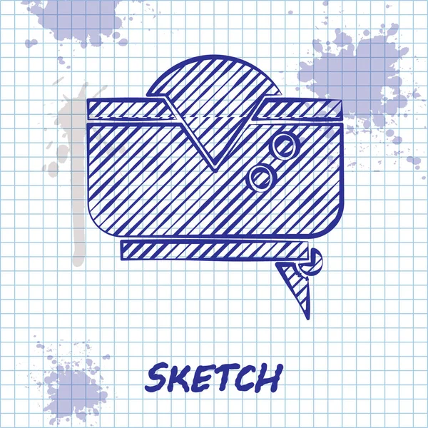 Sketch line ícone chapéu pirata isolado no fundo branco. Ilustração vetorial — Vetor de Stock