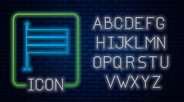 ネオン輝くドイツ国旗のアイコンがレンガの壁の背景に隔離されています。ネオンライトアルファベットベクターイラスト — ストックベクタ