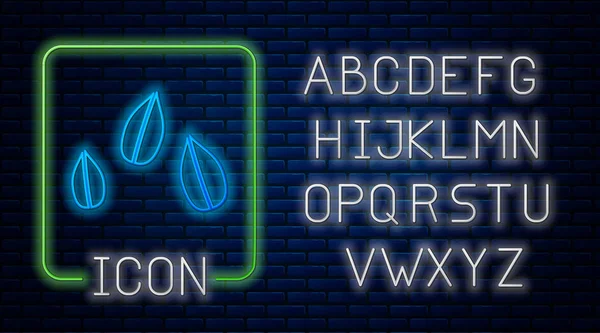 Lysende neon Sesam frø ikon isolert på murveggens bakgrunn. Neon light-alfabetet. Vektorbelysning – stockvektor