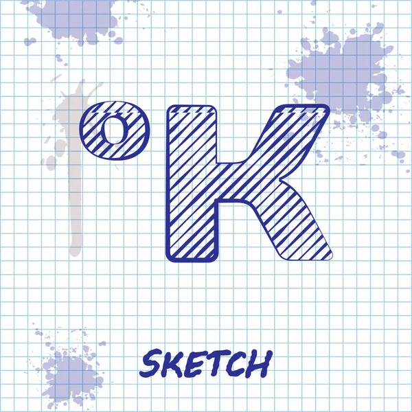 Sketch linii ikona Kelvin izolowane na białym tle. Ilustracja wektora — Wektor stockowy