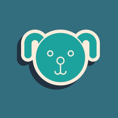 Yeşil Köpek burcu simgesi mavi arka planda izole edildi. Astrolojik yıldız falı koleksiyonu. Uzun gölge tarzı. Vektör İllüstrasyonu