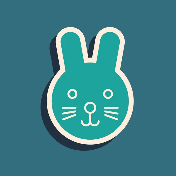 Зелёный кролик знак зодиака изолирован на синем фоне. Коллекция астрологических гороскопов. Длинный стиль тени. Векторная миграция — стоковый вектор