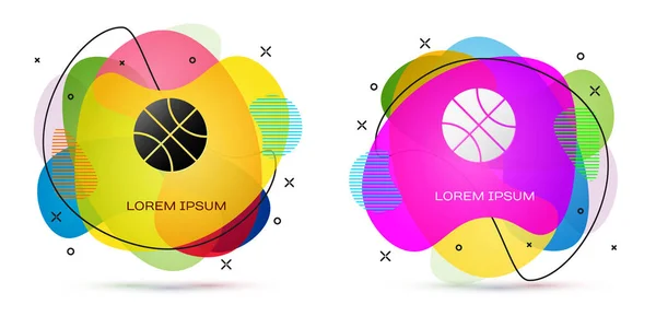 Color Basketball ball icon isolated on white background. Sport symbol. Abstract banner with liquid shapes. Vector Illustration — 스톡 벡터
