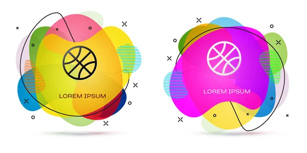 Color Basketball ball icon isolated on white background. Sport symbol. Abstract banner with liquid shapes. Vector Illustration — 스톡 벡터