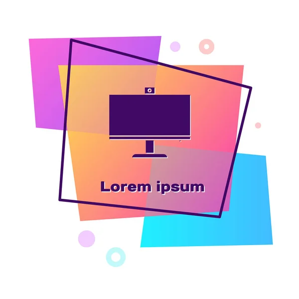 Icône de moniteur d'ordinateur violet isolé sur fond blanc. Panneau composant PC. Bouton couleur rectangle. Illustration vectorielle — Image vectorielle