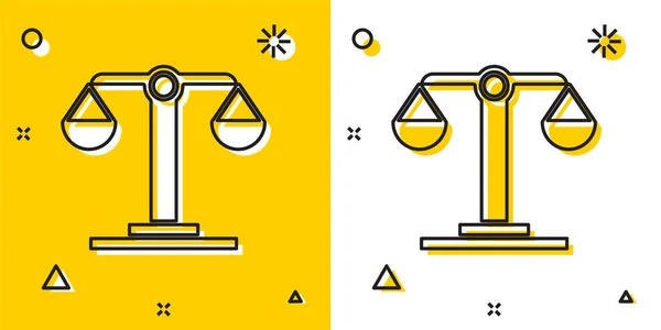 Black Libra zodiac sign icon isolated on yellow and white background. Astrological horoscope collection. Random dynamic shapes. Vector Illustration — 스톡 벡터