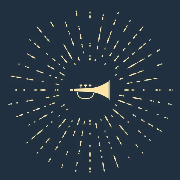 Beige Musical instrument trumpet icon isolated on blue background. Abstract circle random dots. Vector Illustration — Stock Vector